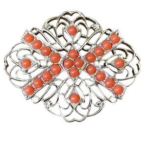 Vintage Sarah Coventry faux coral large brooch.